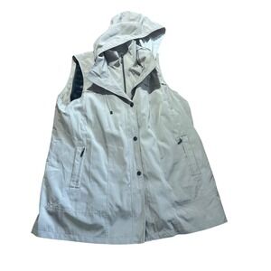 Coldwater Creek Womens 2X Sleeveless Hooded Vest Lightweight Beige‎